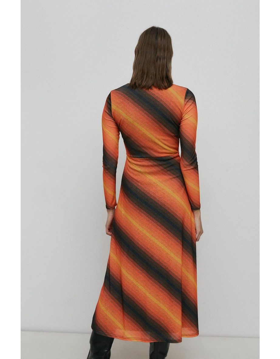 Retro Stripe Mesh Midi Dress - 2