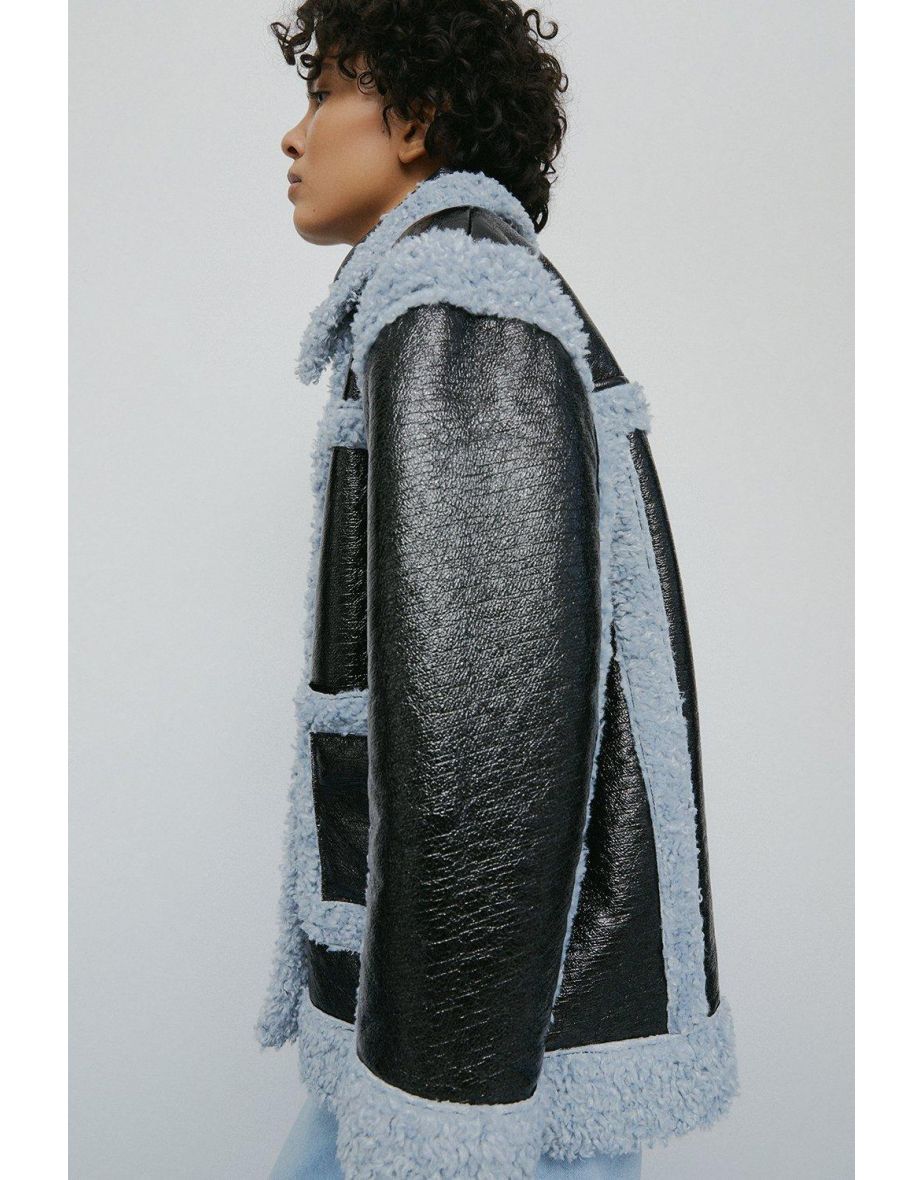 Vinyl Borg Double Breasted Jacket