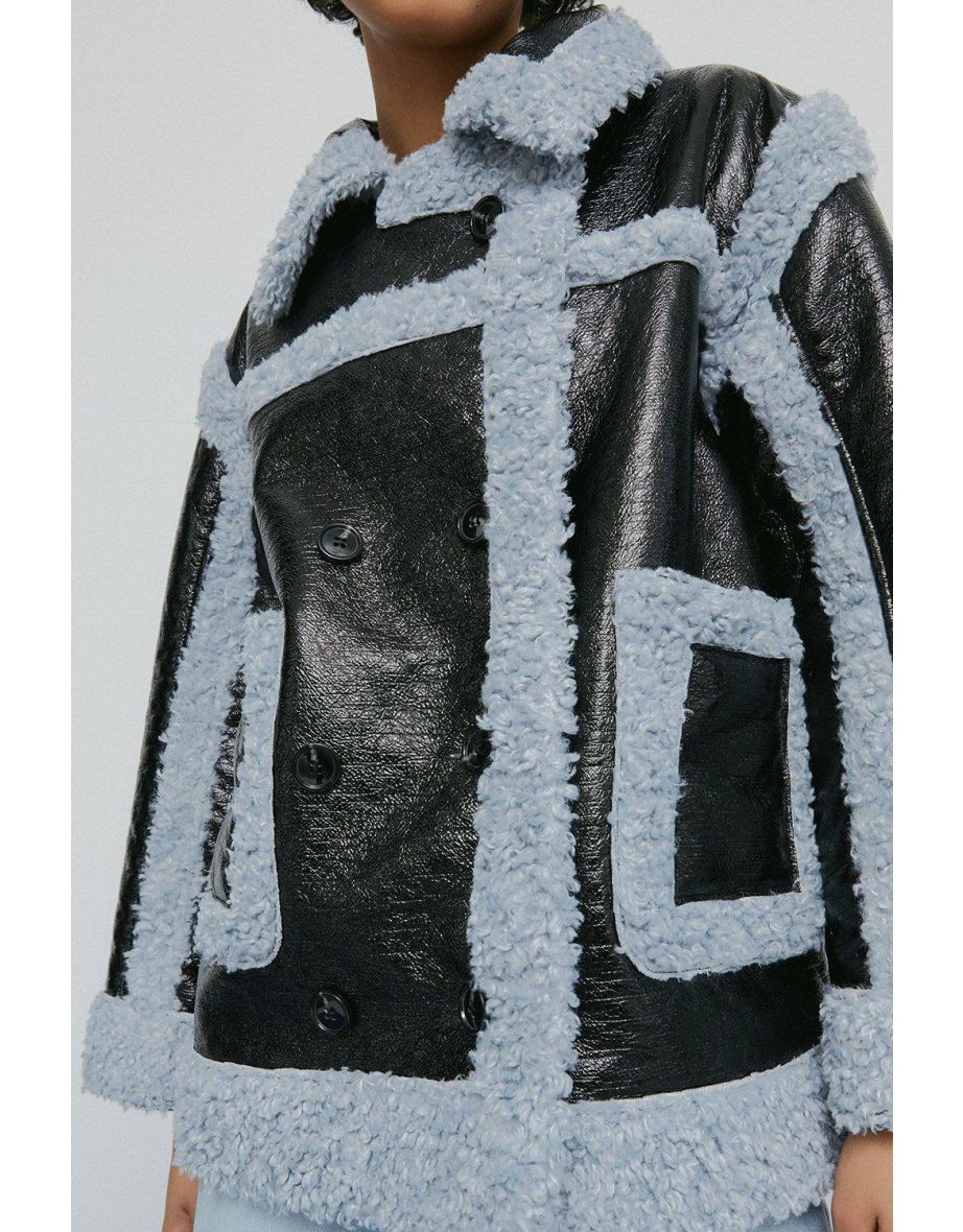 Vinyl Borg Double Breasted Jacket - 2