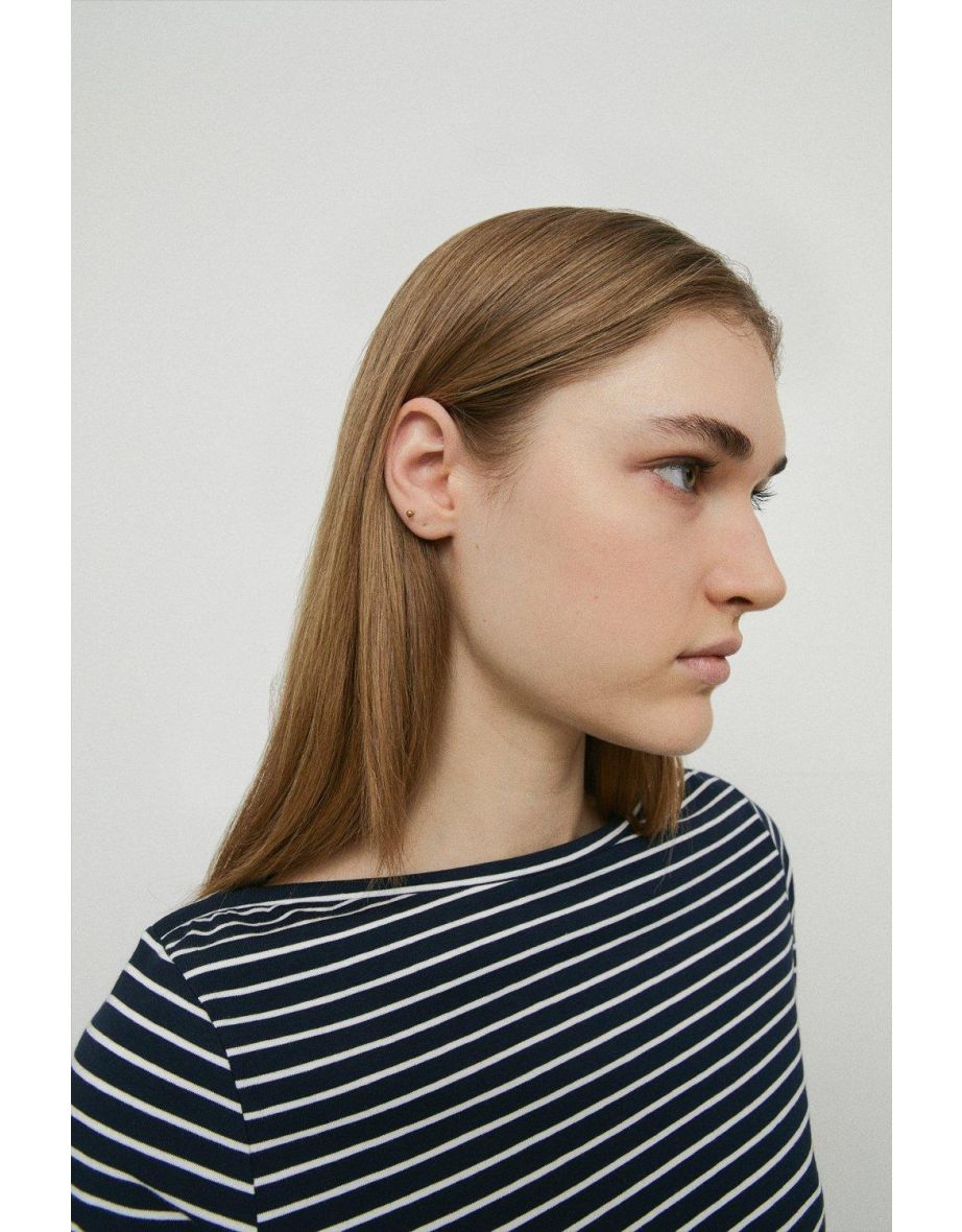 Stripe Slash Neck Short Sleeve Top