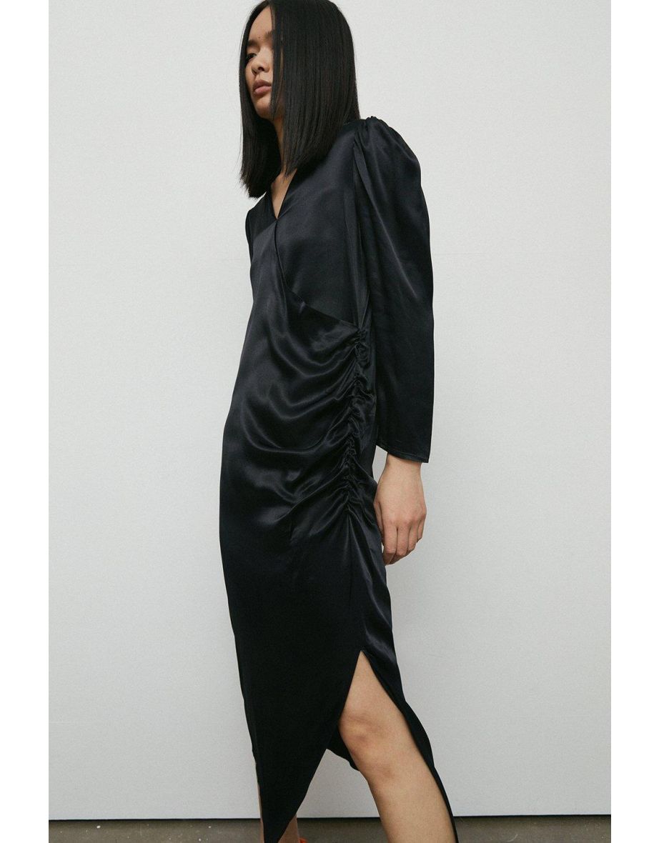 Warehouse black wrap dress outlet