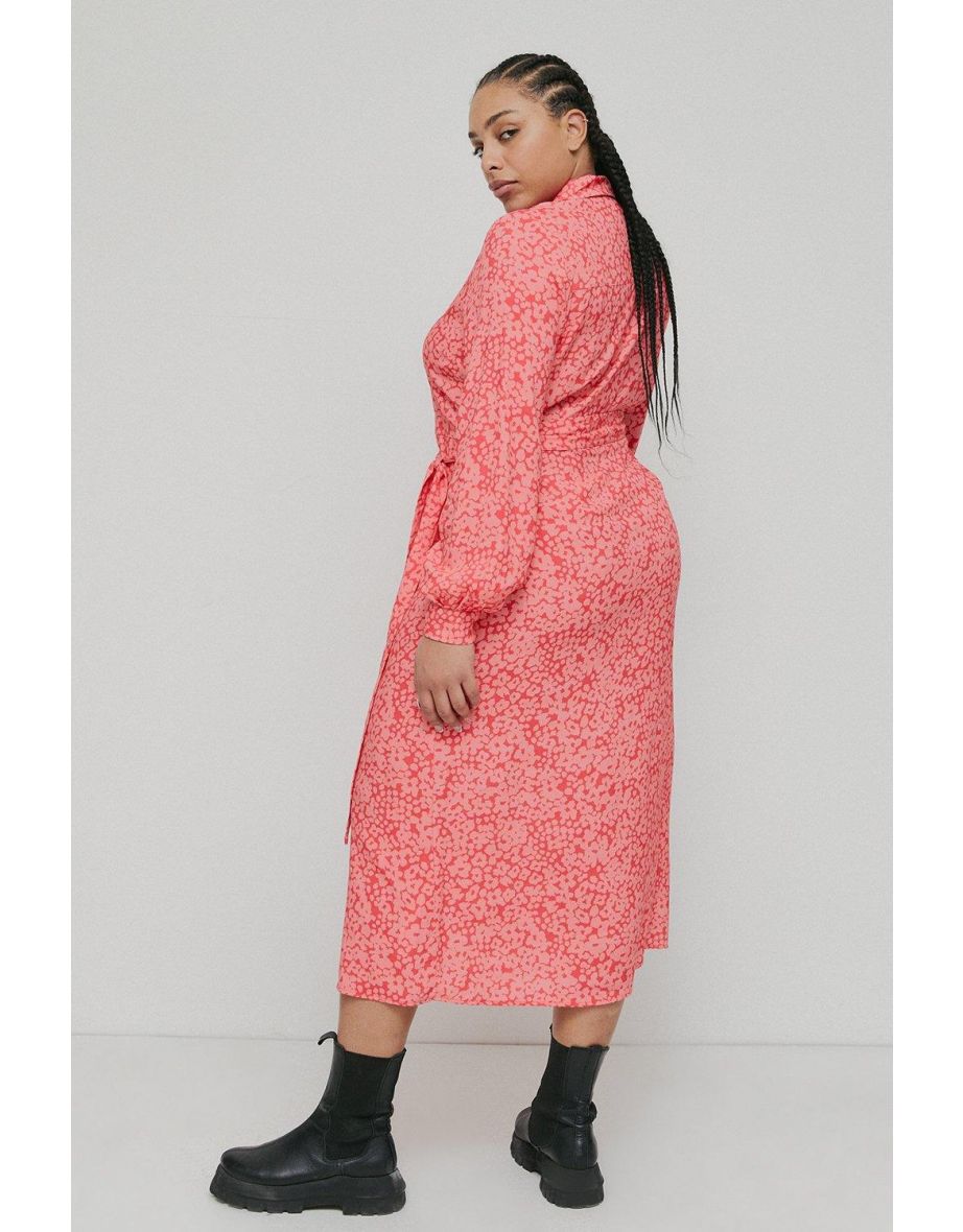 Curve Woven Midi Shirt Dress In Animal - 2