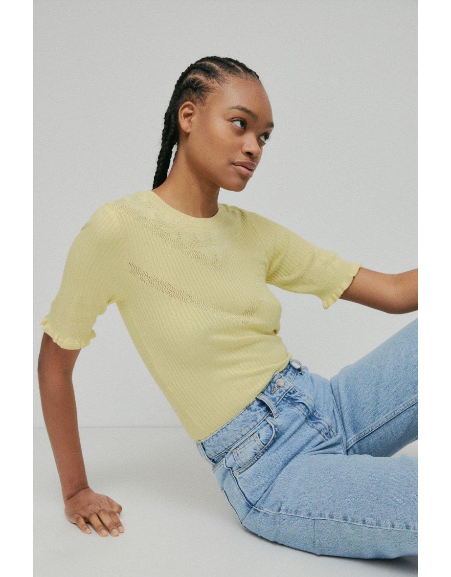 Frill sleeve uncoordinated jumper