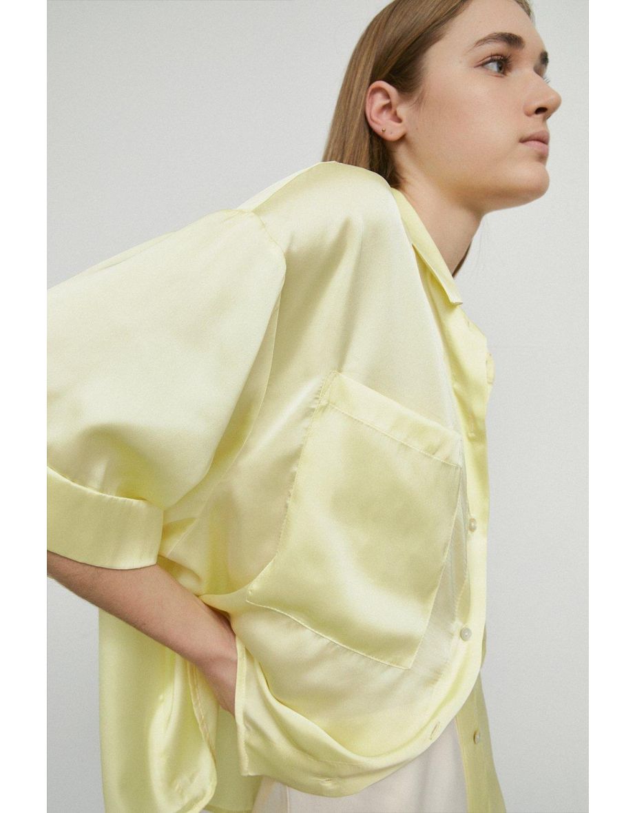 Satin Short Sleeve Pocket Top