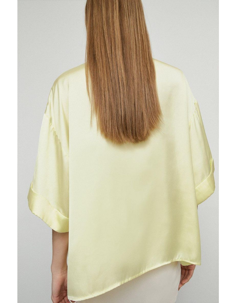 Satin Short Sleeve Pocket Top - 2