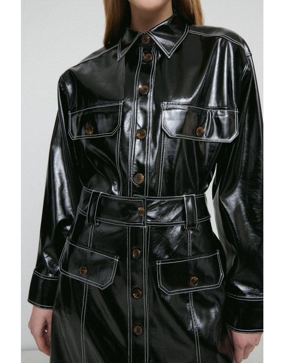 Warehouse leather shirt top