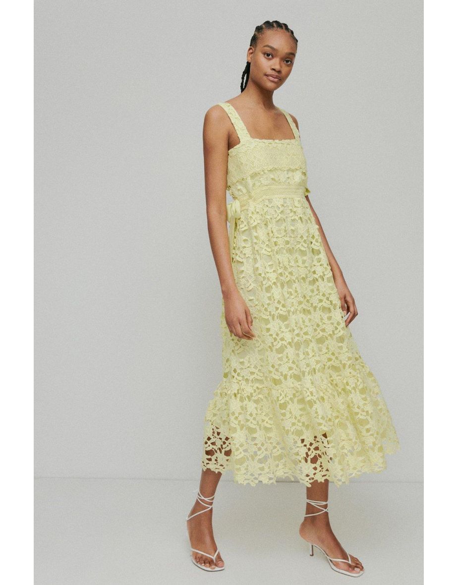 Petite Lace Strappy Square Neck Maxi Dress