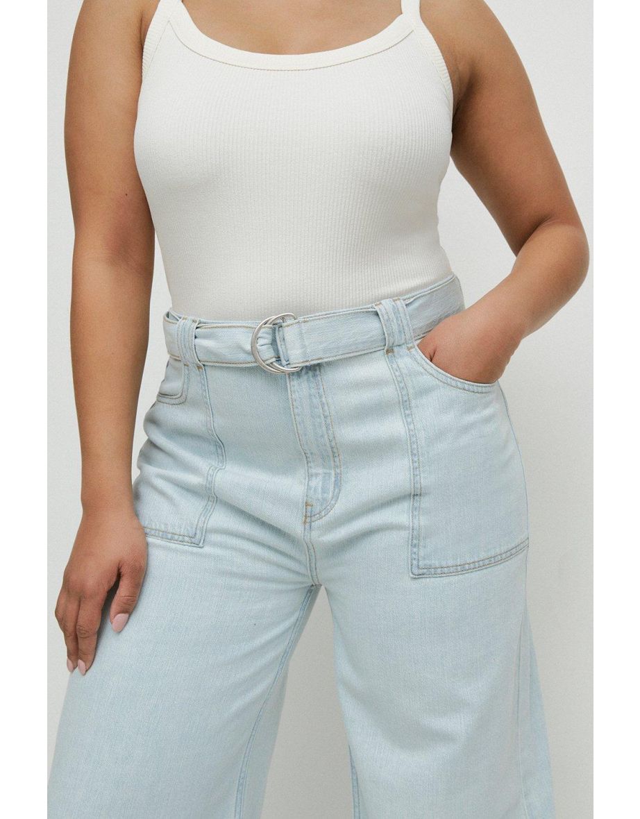 Curve Denim Belted Wide Leg Jean