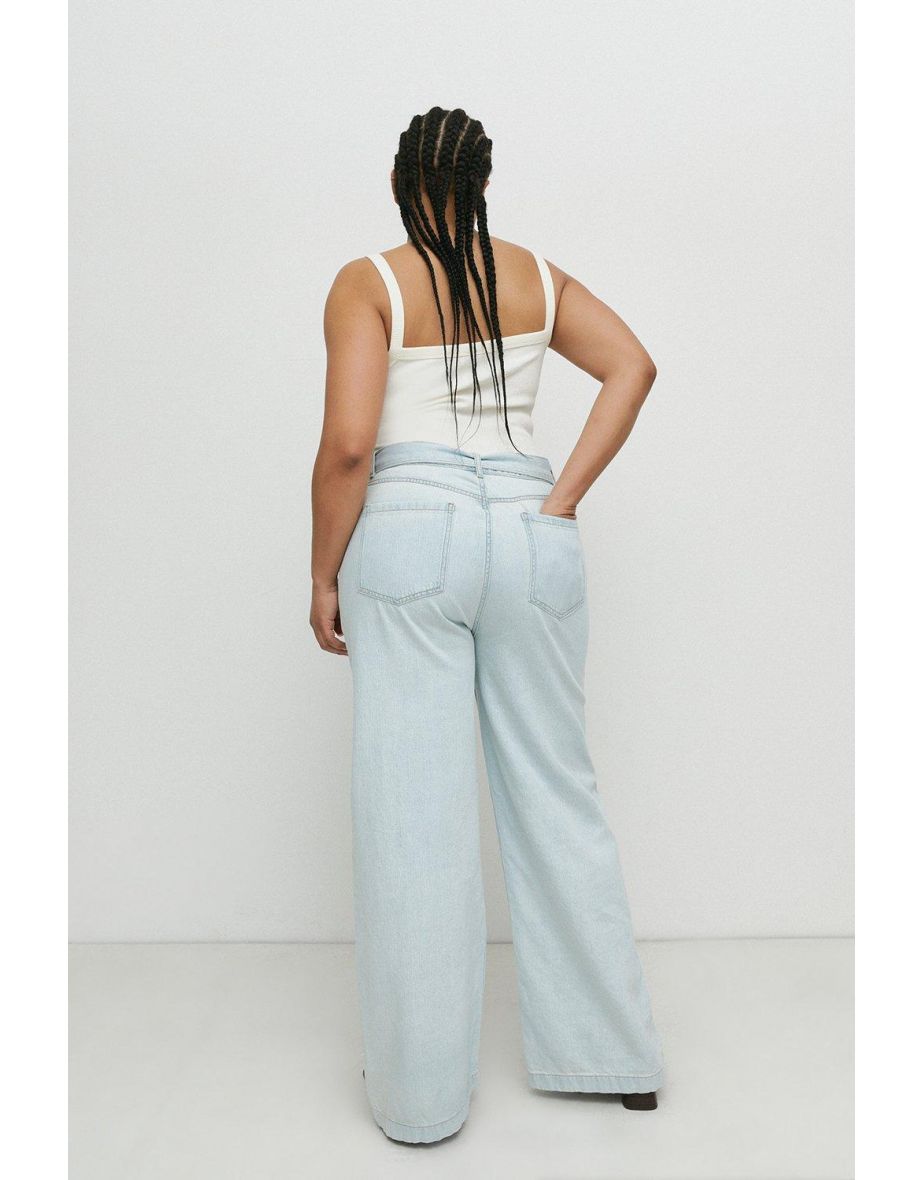 Curve Denim Belted Wide Leg Jean - 2