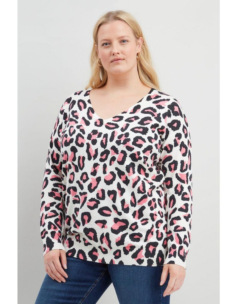 Curve Fluro Animal V Neck Jumper