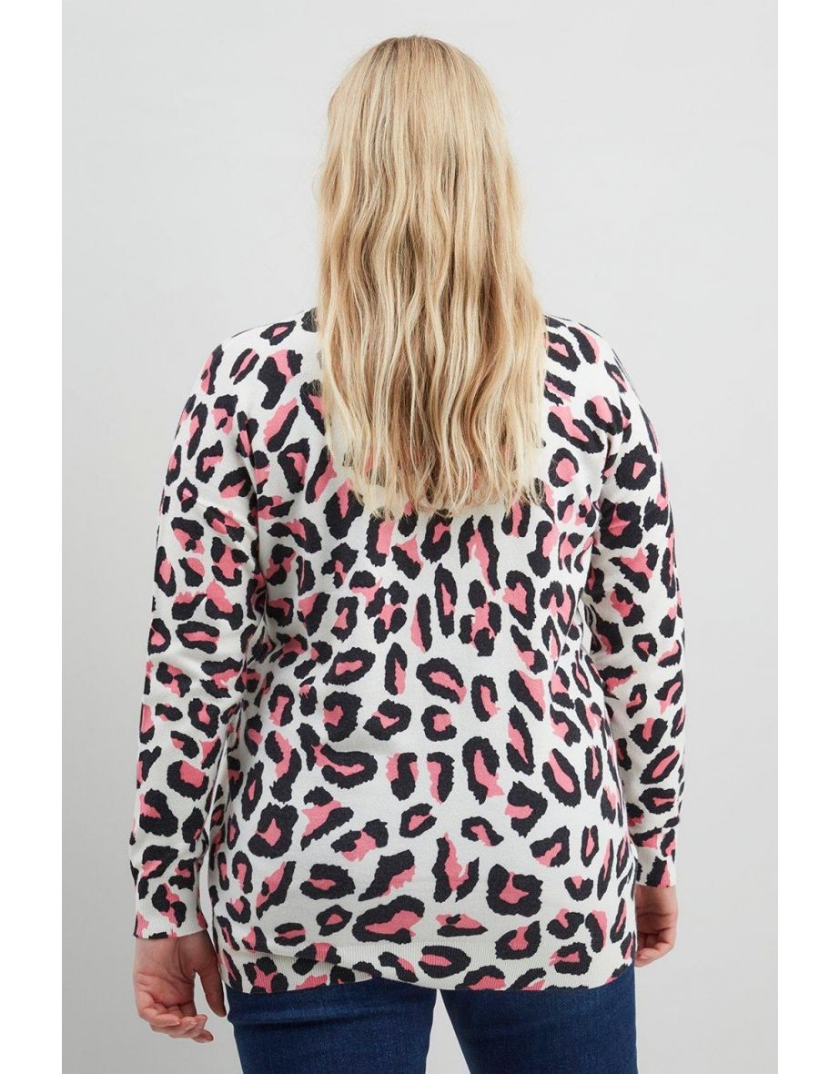 Curve Fluro Animal V Neck Jumper - 2