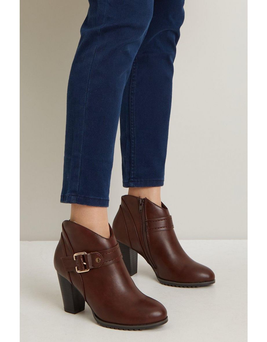 brown peep toe shoe boots