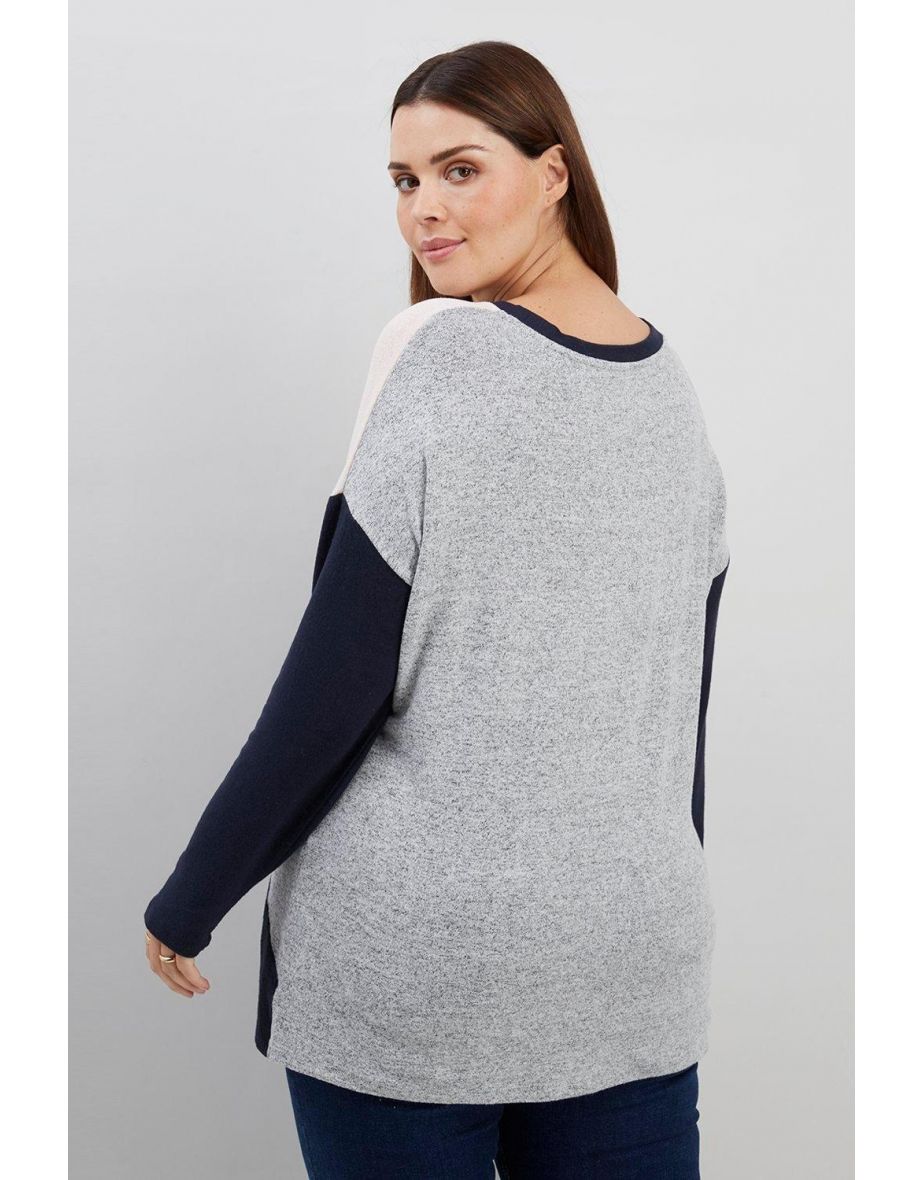 Curve Navy Colour Block Top - 2