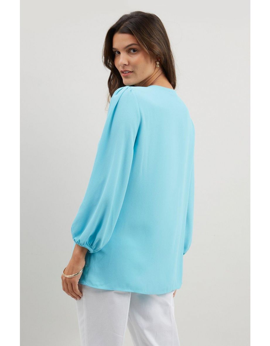 Tall Plain Ruffle Front Long Sleeve Top - 2