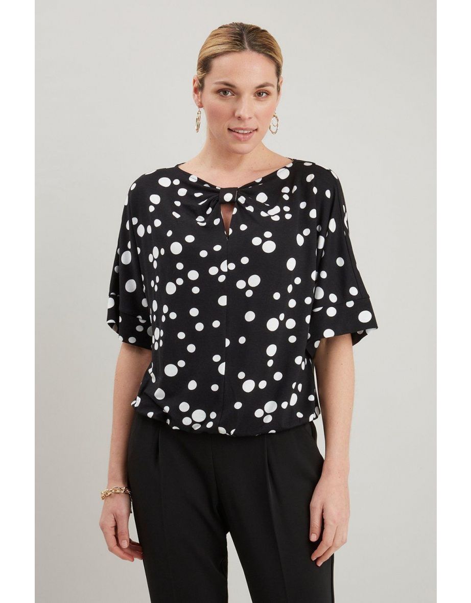 Scatter Spot Jersey Bow Neck Top