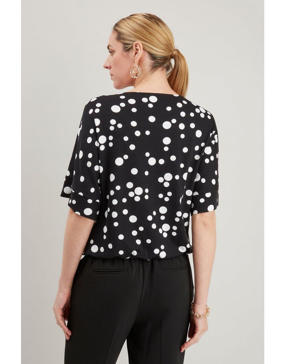 Scatter Spot Jersey Bow Neck Top - 2