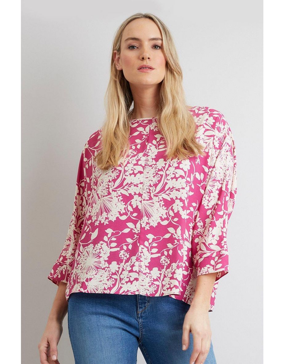 Pink Floral Overlayer Split Back Top