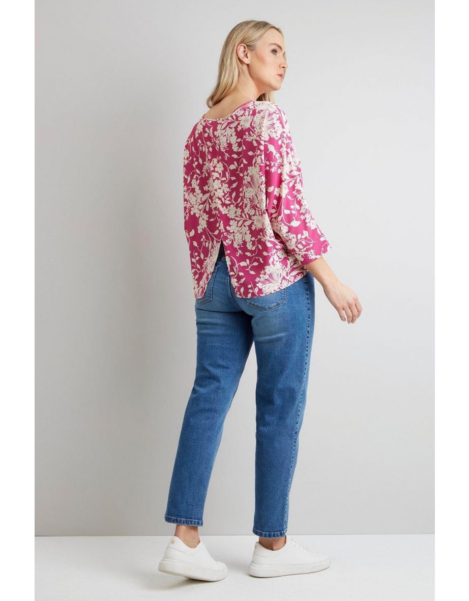 Pink Floral Overlayer Split Back Top - 2