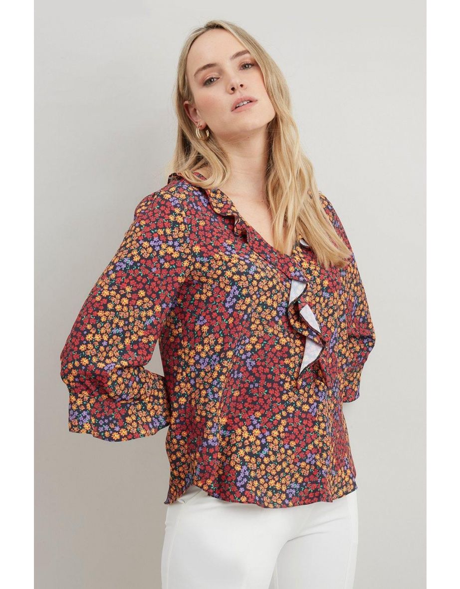 Ditsy Ruffle Top