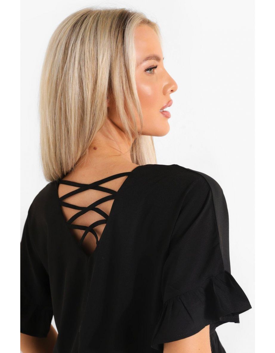 Maternity Cross Back Smock Top - black - 3