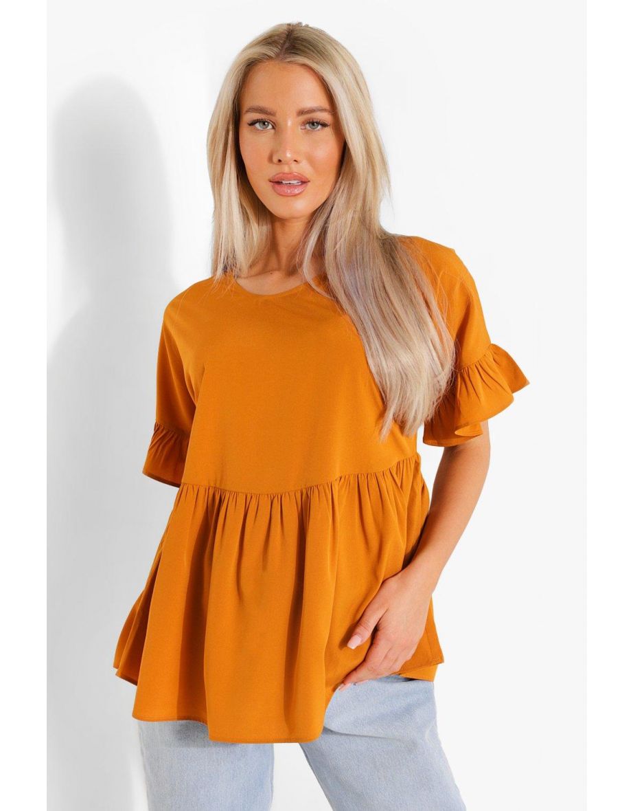 Maternity Cross Back Smock Top - mustard