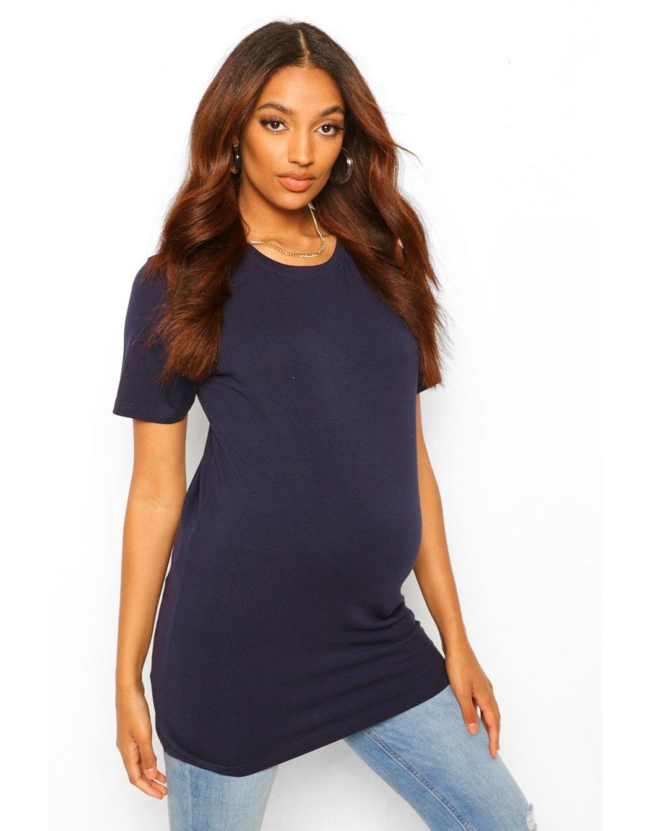 Maternity Cotton T-Shirt - navy
