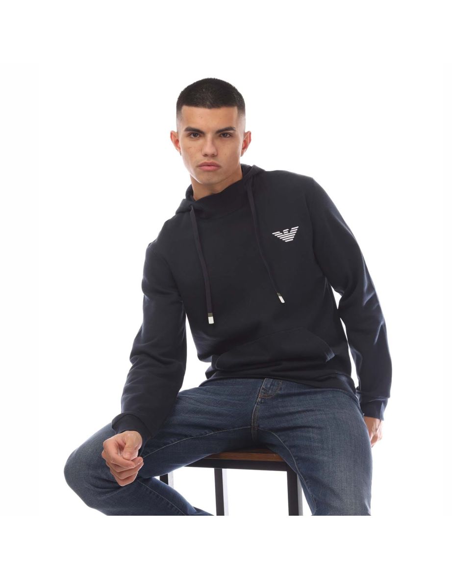 Men's Emporio Armani Eagle Logo Hoodie in Blue - 3