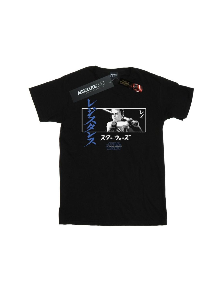 Star Wars: The Rise of Skywalker Boys Star Wars The Rise Of Skywalker Rey Katakana Art Stripe T-Shirt - Black