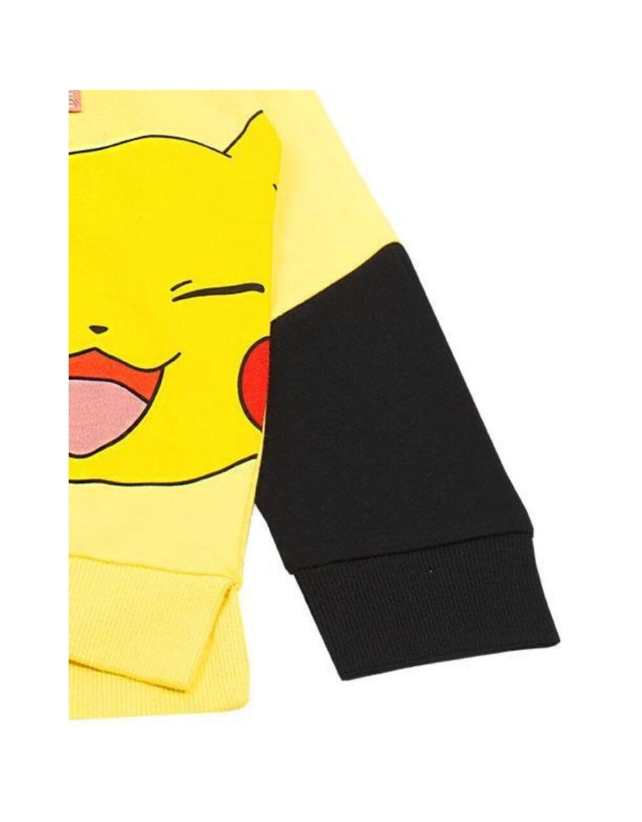 Pokemon Girls Pikachu Face Drawstring Hoodie - Yellow - 3