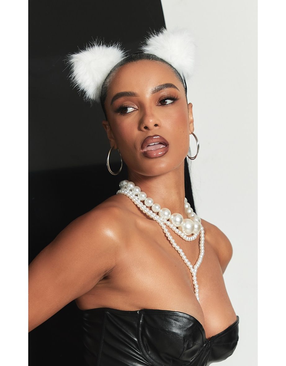 White Fluffy Cat Ears