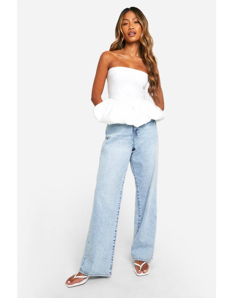 Bengaline Bubble Peplum Top - white