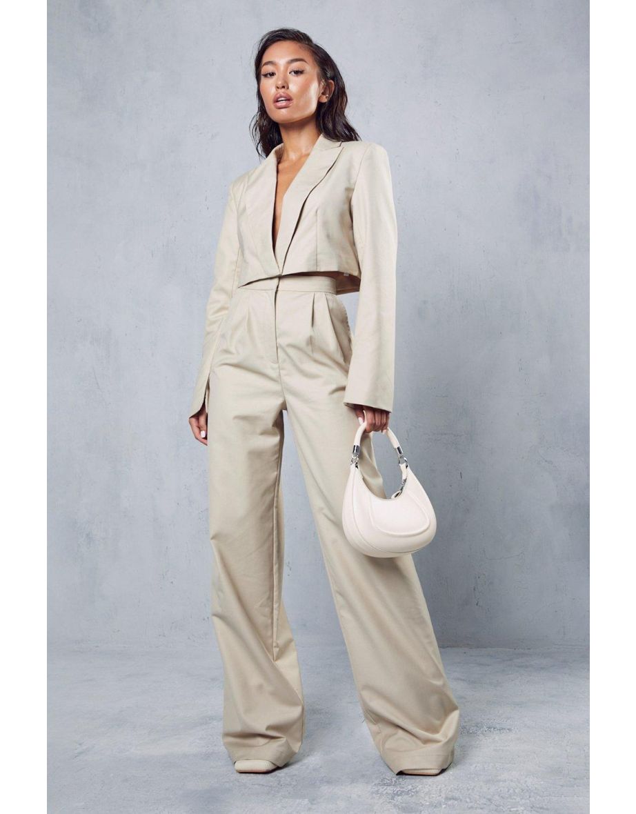 Oversized Split Sleeve Boxy Crop Blazer - 3