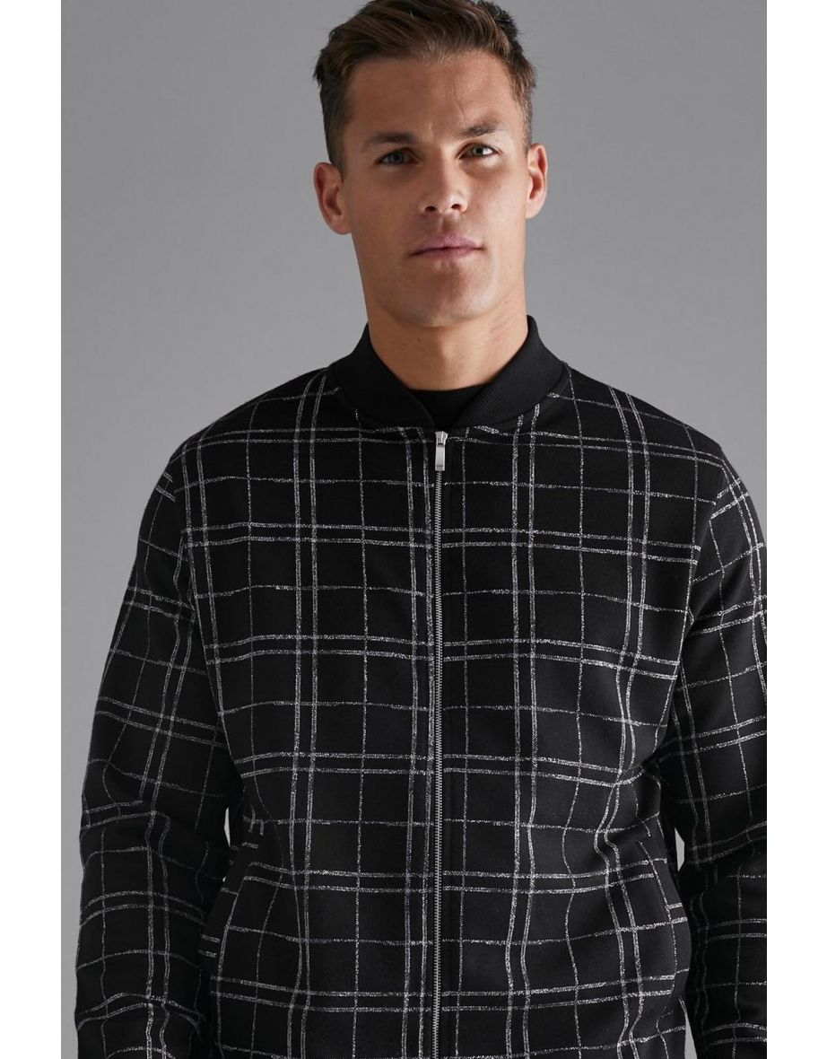 Tall Smart Check Bomber Jacket - black - 2