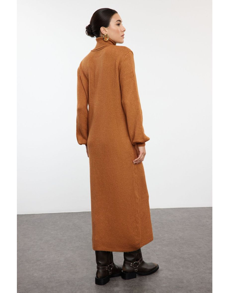 Brick Midaxi Knitwear Soft Textured Sweater Dress - 4