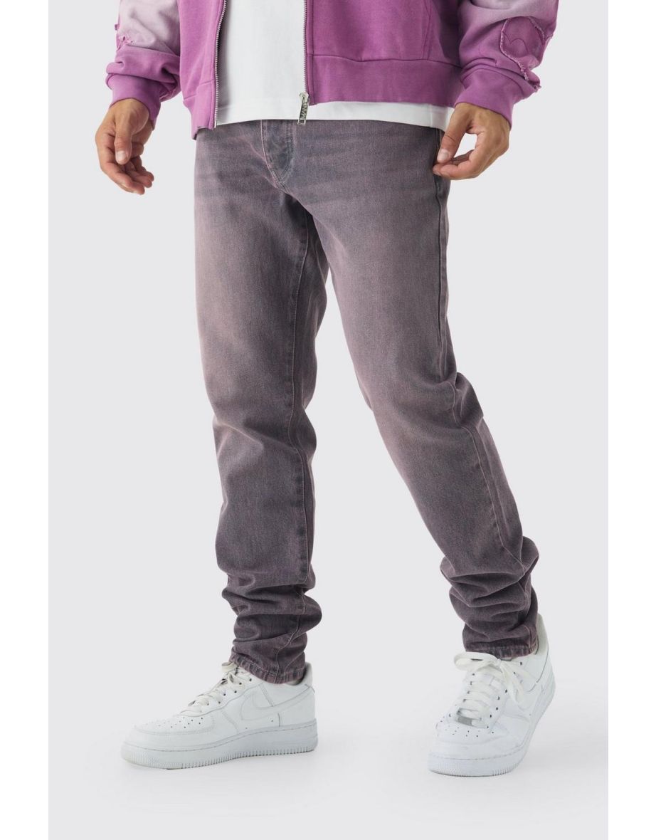 Slim Fit Washed Tinted Jeans - purple