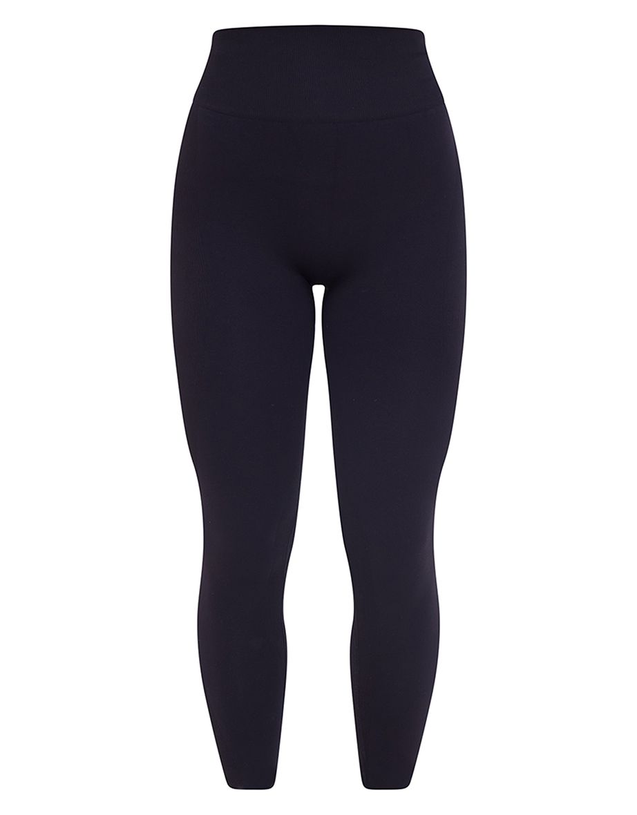 PLT SPORT Black Seamless Contrast Rib High Waist Leggings - 4