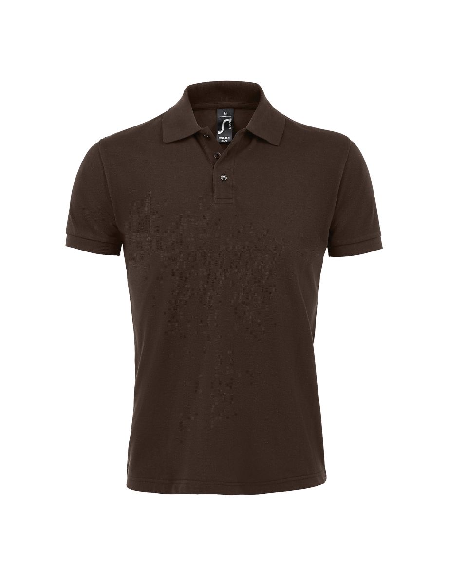 SOLs Mens Prime Pique Plain Short Sleeve Polo Shirt - Chocolate