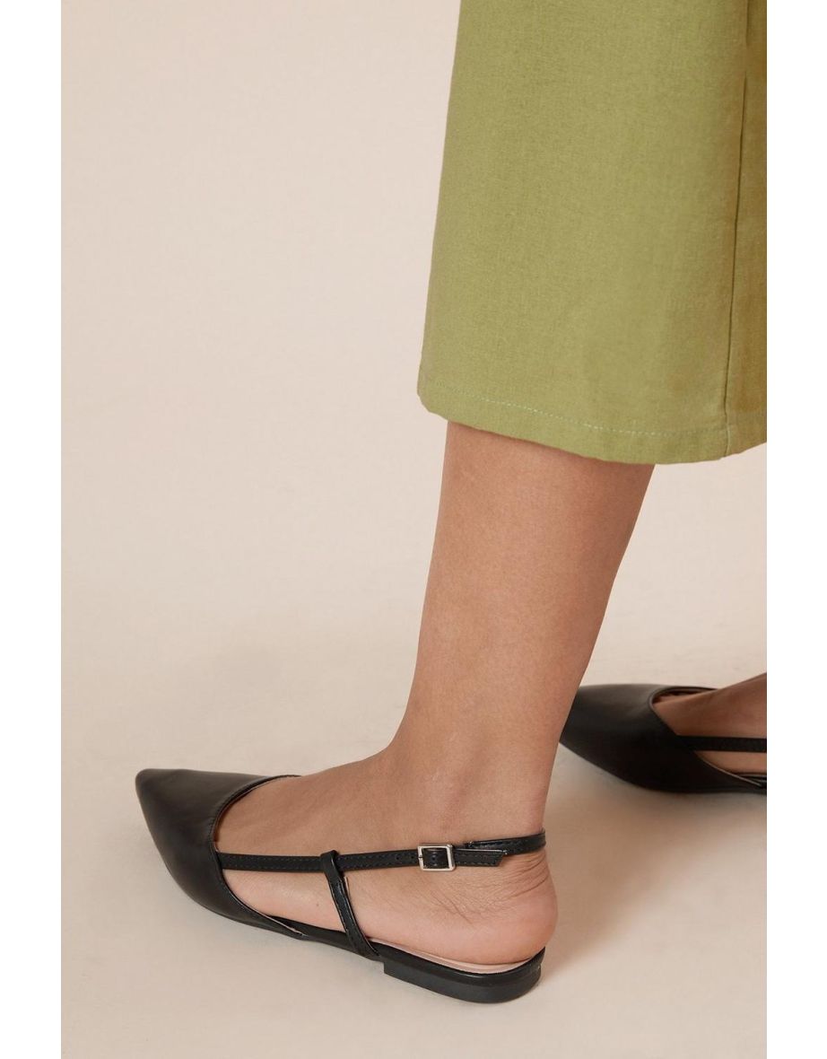 Briony Faux Leather Comfort Sock Pointed Slingback Flat Shoes - 3
