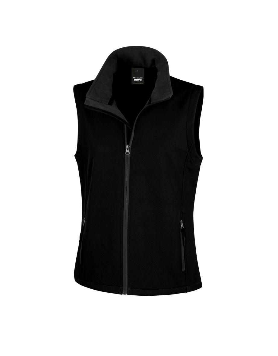 Result Core Womens/Ladies Printable Softshell Bodywarmer - Black /Black