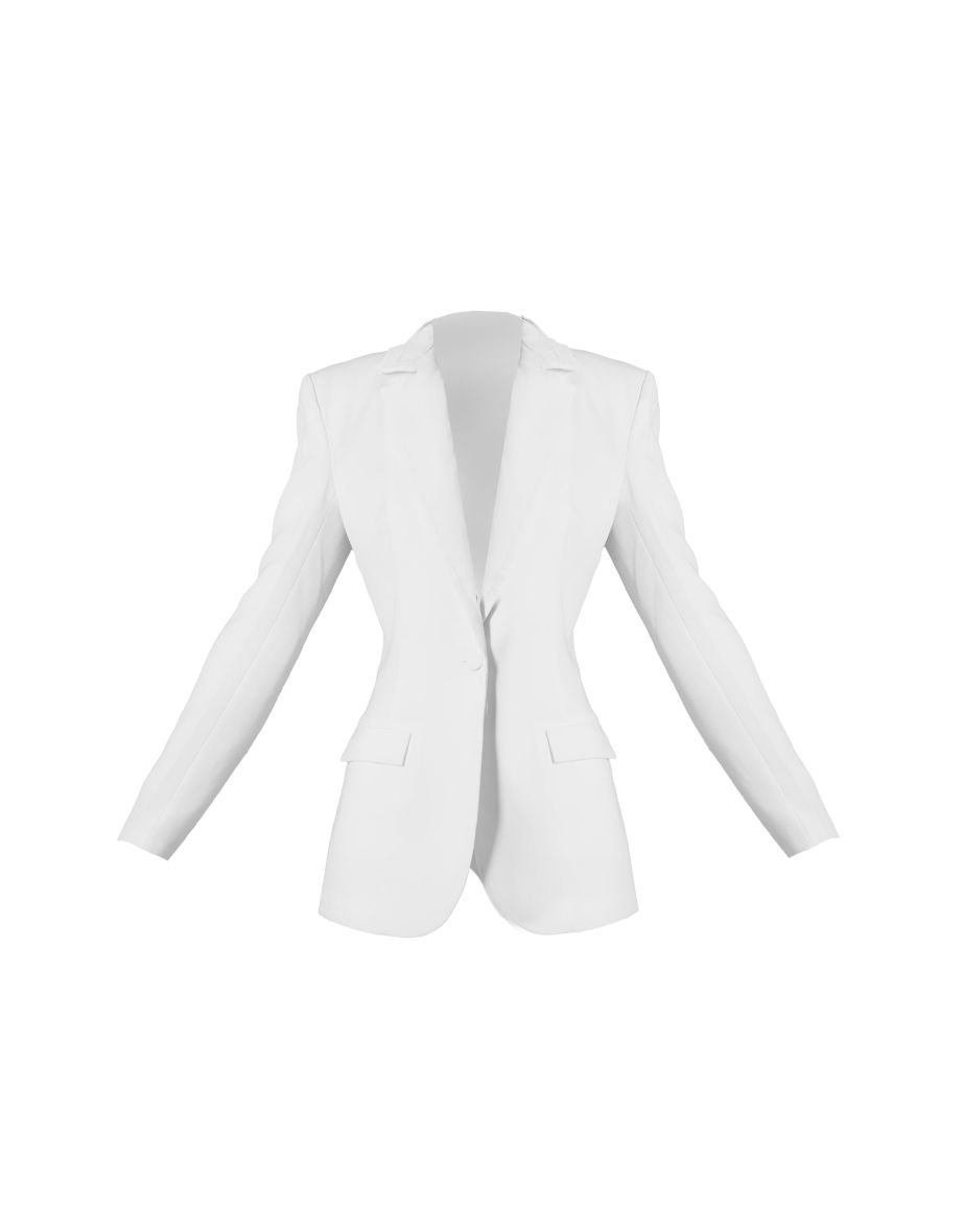 Premium White Woven Fitted Blazer - 4