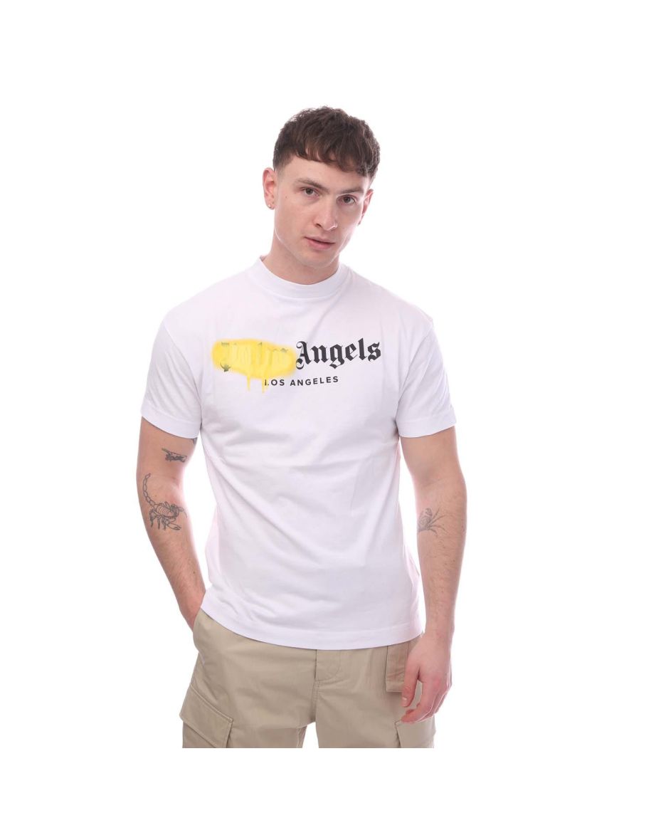 Men's Palm Angels Sprayed Logo T-Shirt in White