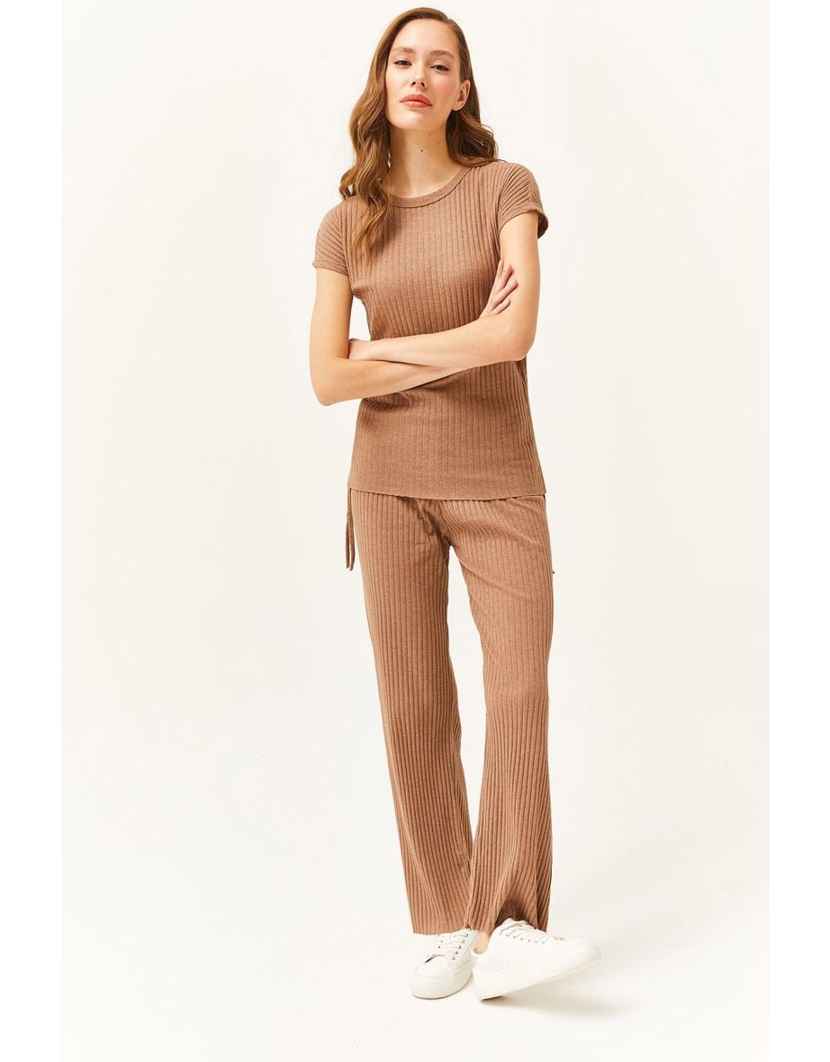 Women's Mink Blouse with Smocking, Palazzo Pants Set