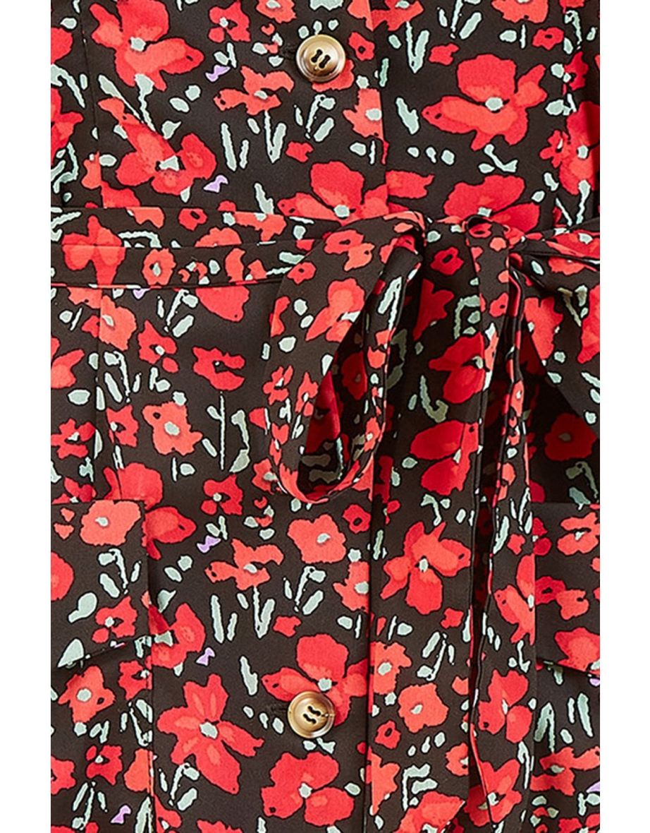 Floral A-Line Midi Shirt Dress - 5
