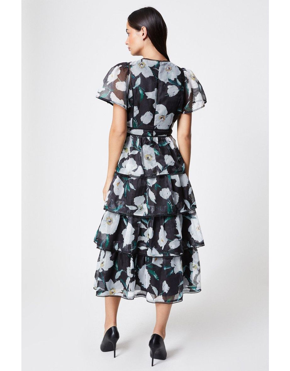 Stripe Organza Tiered Dress - 2