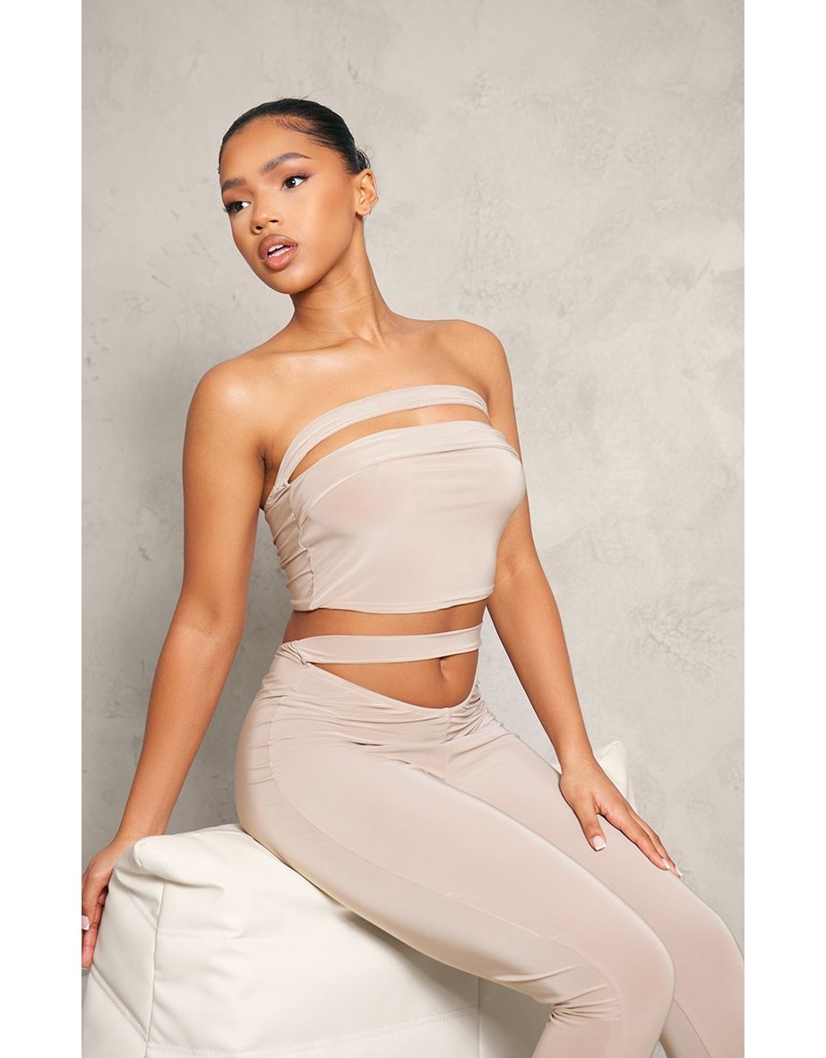 Stone Slinky Cutout Crop Top