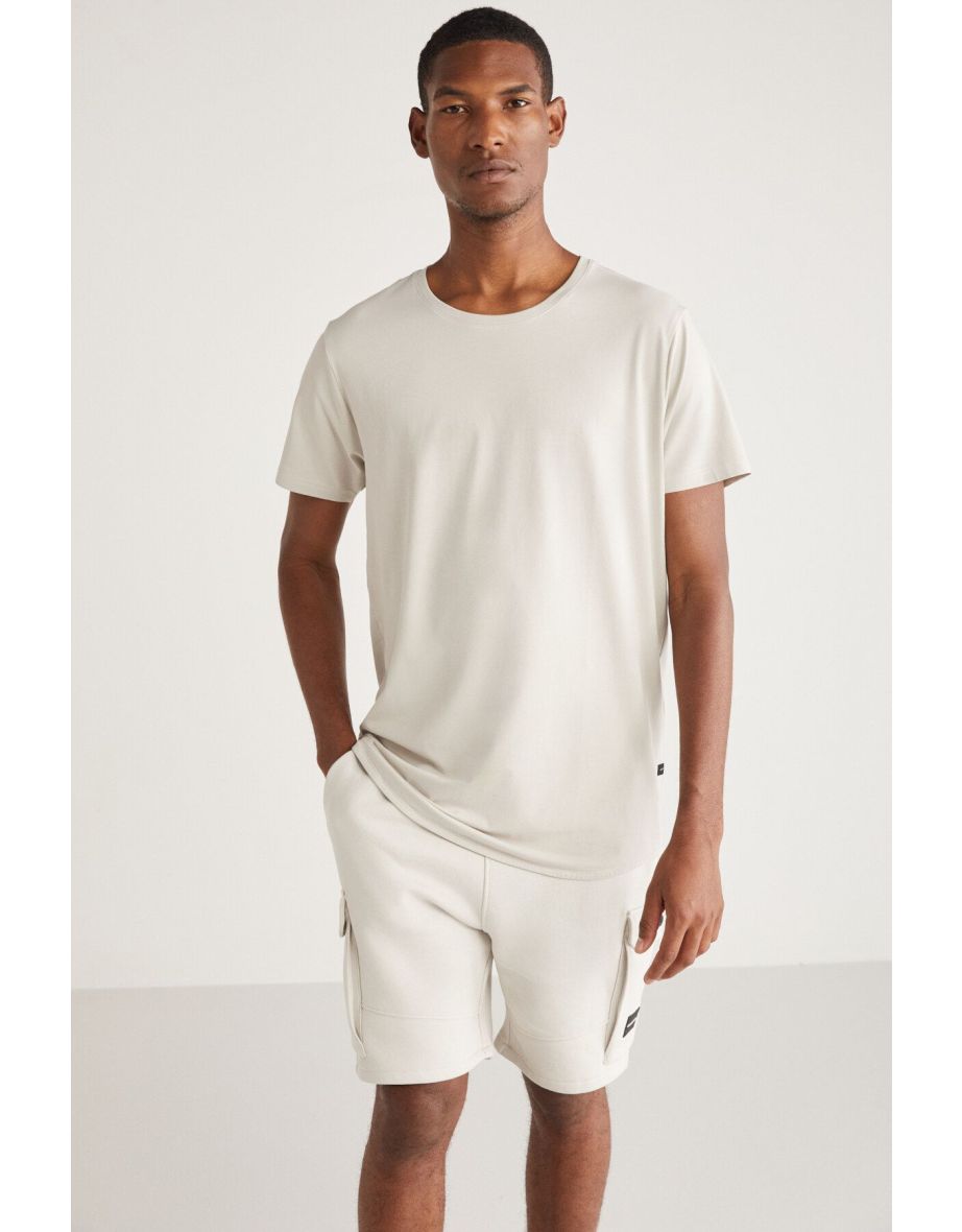 Greg Men's Slim Fit Long Length Ultra Stretchy Cotton Lycra T-shirt