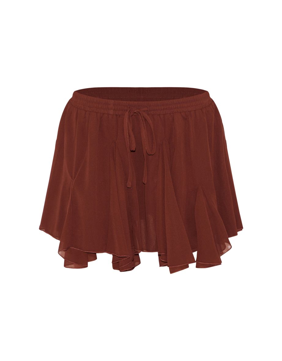 Chocolate Chiffon Godet Floaty Mini Skirt - 5