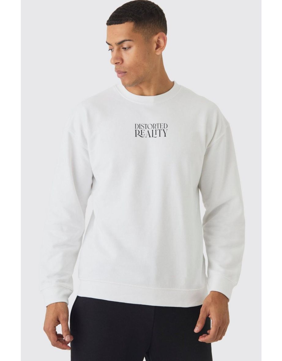 Distorted Reality Text Graphic Sweatshirt - white