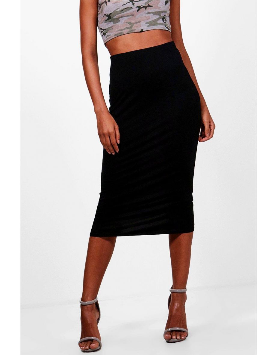 Basic Jersey Midi Skirt - khaki - 3