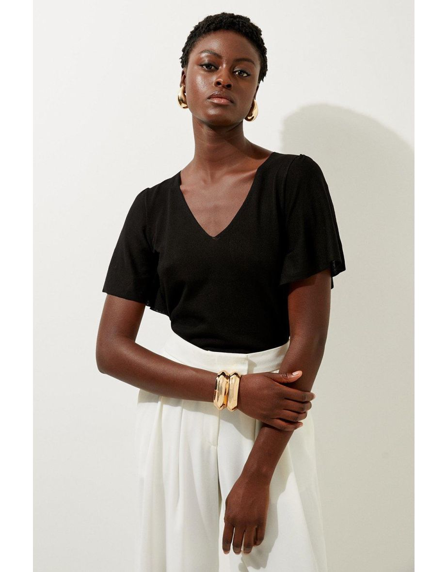 Lightweight Viscose Blend Summer Knit Angel Sleeve Top